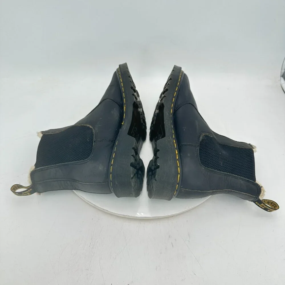Dr. Martens Leonore Women Size 8 Black Leather Faux Fur Lined Chelsea Boot - Picture 6 of 11